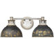 Kinsley 2 Light 19 inch Aged Galvanized Steel Vanity Light Wall Light in Antique Black Iron